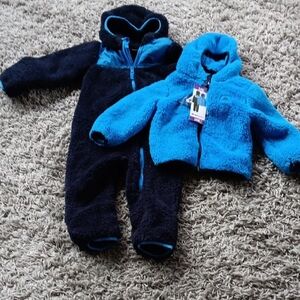NWT Blue and Black Fleece Baby Outfit Set